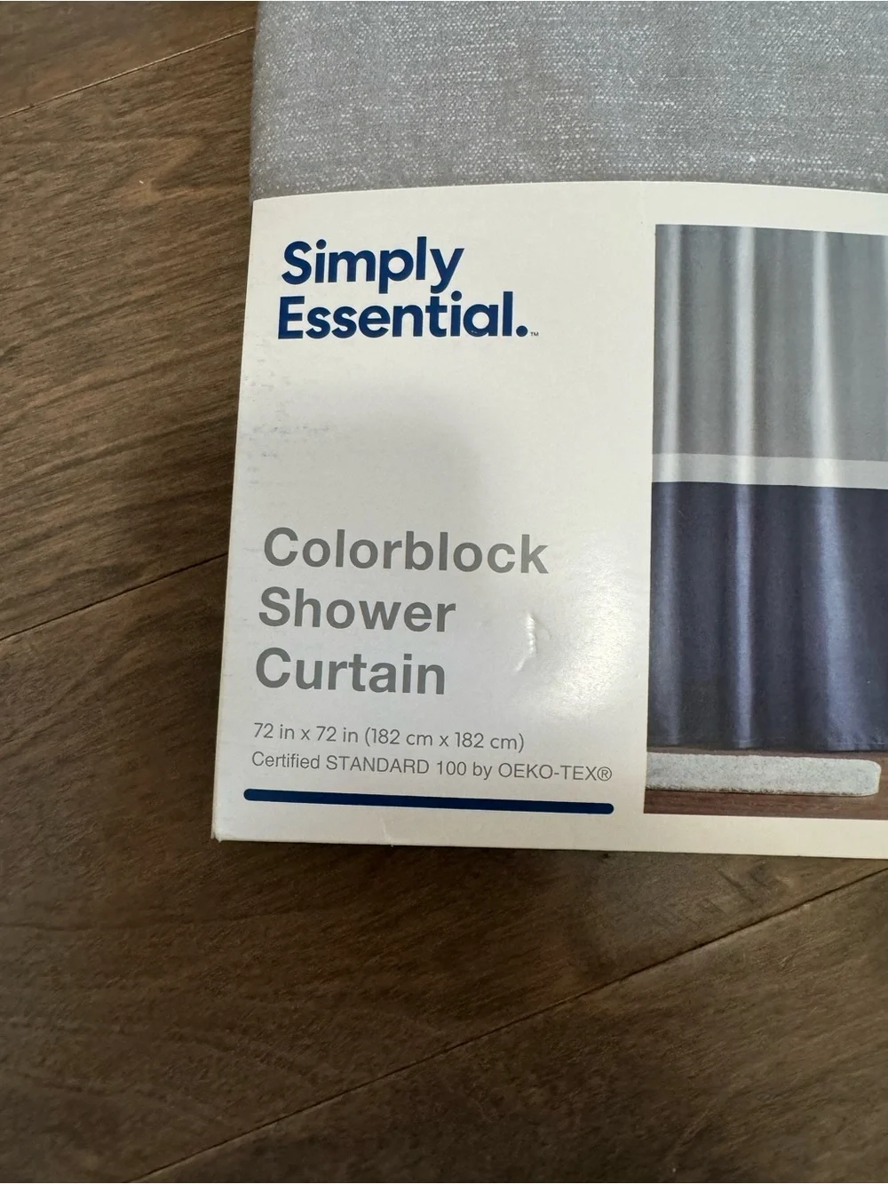 Simply Essential Colorblock Shower Curtain in Gray & Navy